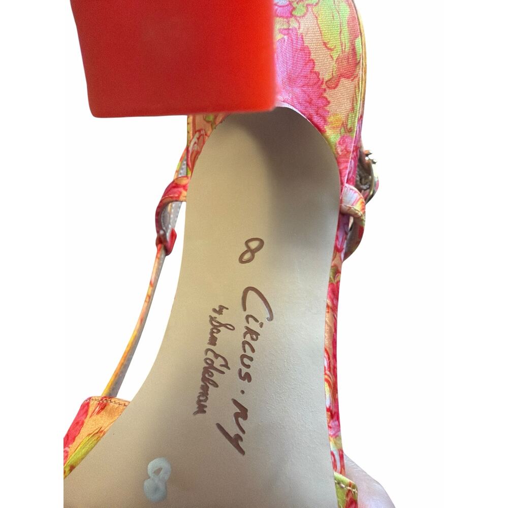 Circus NY Sam Edelman Monica Slingback Heels Floral Bow Satin Sz 8 MEW - Picture 9 of 10